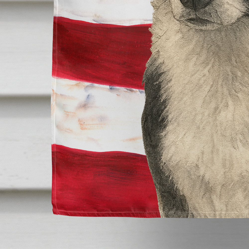 Black and White Cardigan Welsh Corgi American Flag House Flag