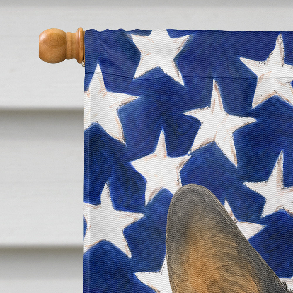 Blue Merle Cardigan Welsh Corgi American Flag House Flag