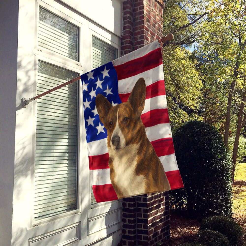 Brindle Cardigan Welsh Corgi American Flag House Flag