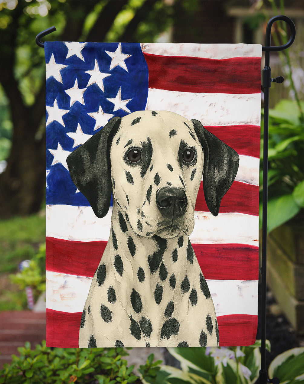 Dalmatian American Flag Garden Flag