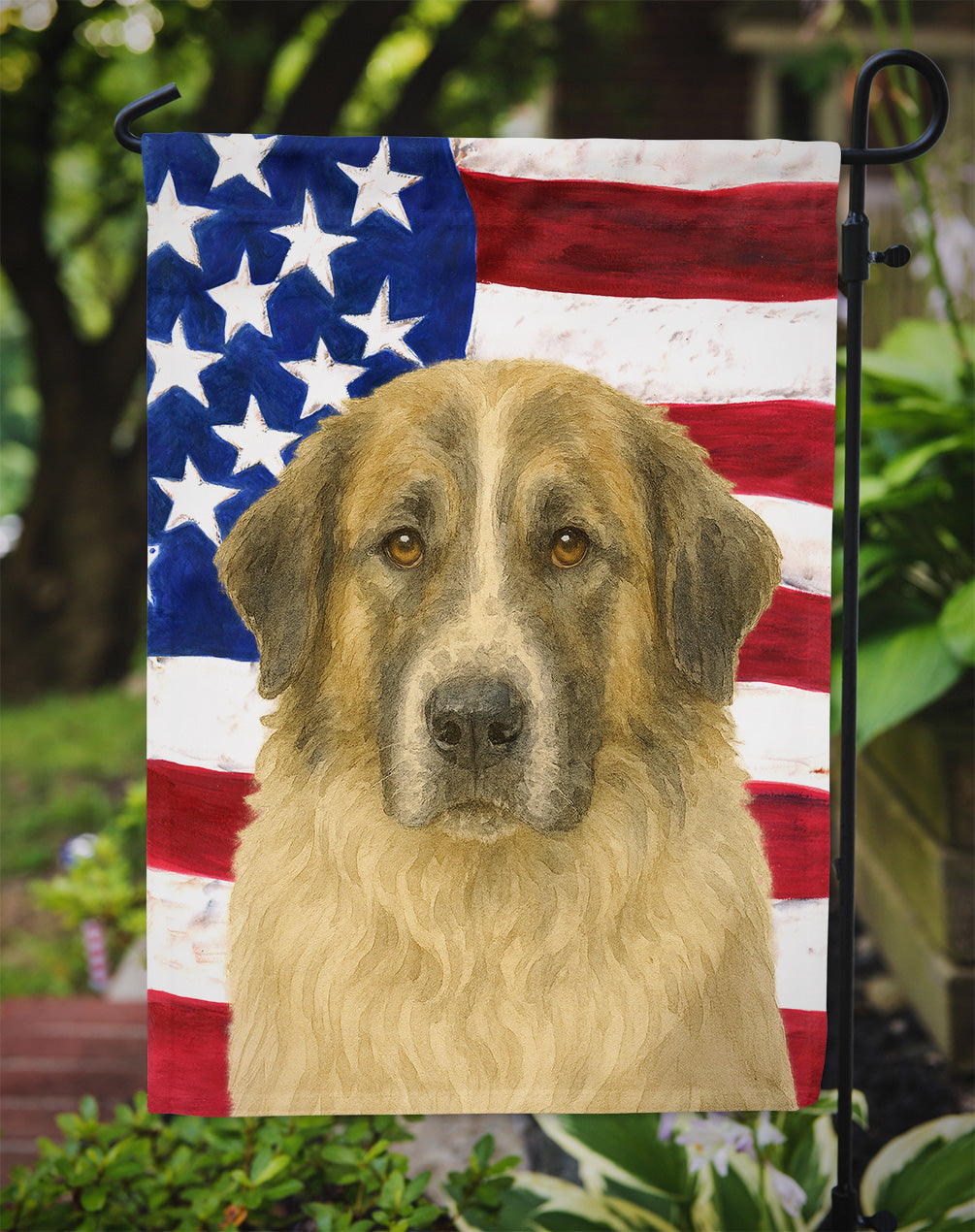 Badger Great Pyrenees American Flag Garden Flag