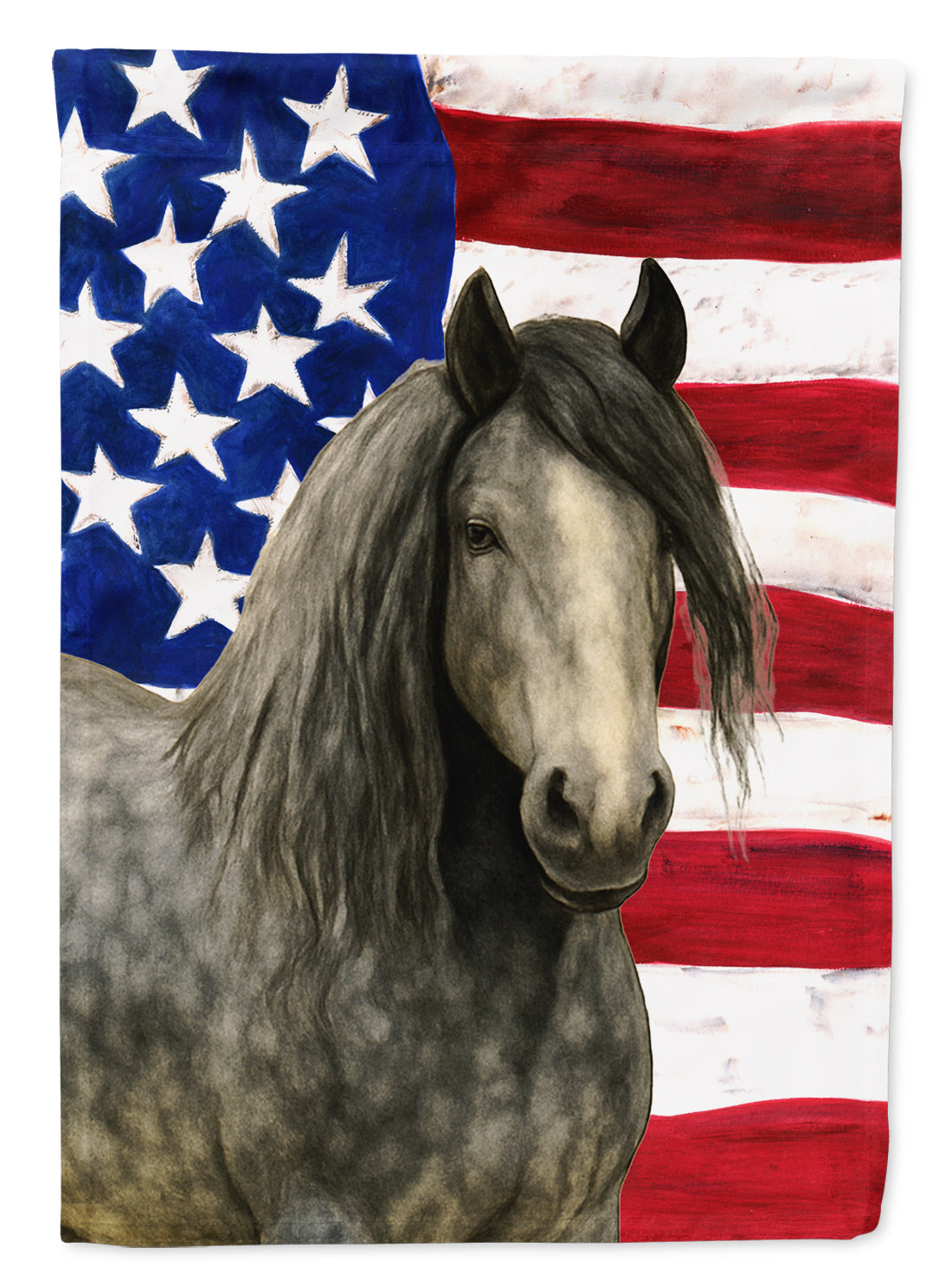 Dapple Gray Gypsy Vanner Horse American House Flag