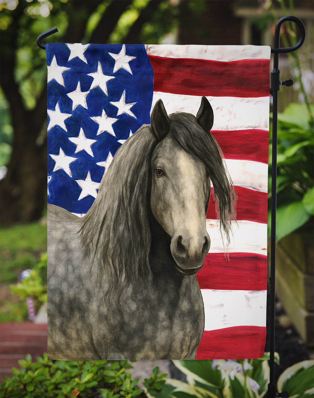 Dapple Gray Gypsy Vanner Horse American Garden Flag