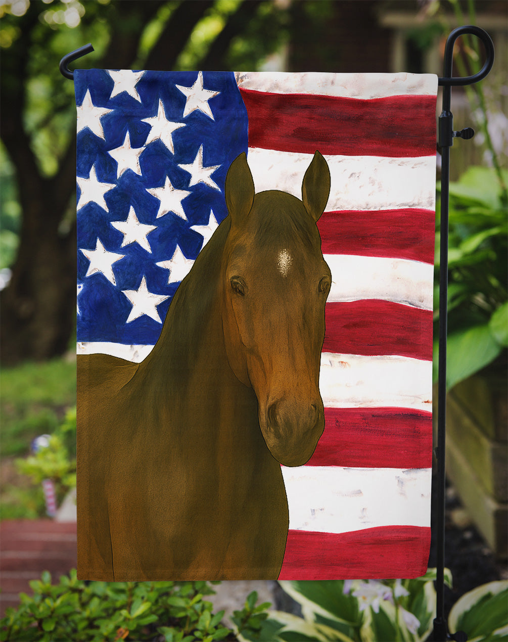 Dark Bay Thoroughbred Horse American Garden Flag
