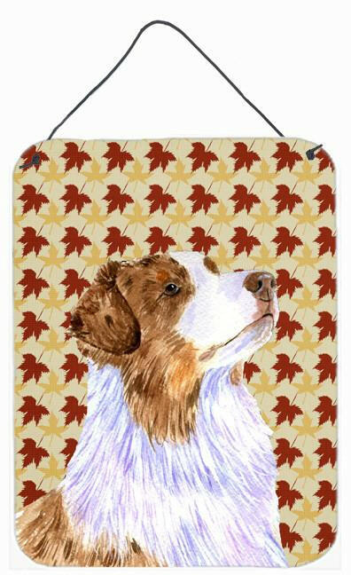 Australian Shepherd Fall Leaves Portrait Wall or Door Hanging Prints