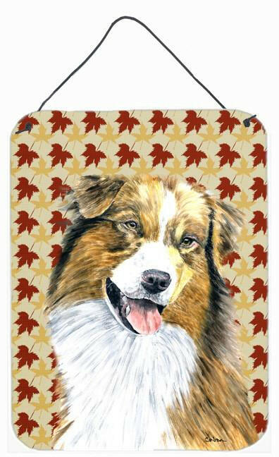 Australian Shepherd Fall Leaves Portrait Wall or Door Hanging Prints