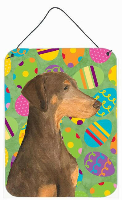 Doberman Easter Eggtravaganza Aluminium Metal Wall or Door Hanging Prints