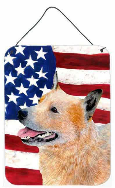 USA American Flag with Australian Cattle Dog Wall or Door Hanging Prints
