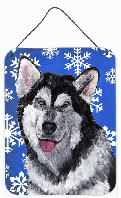 Alaskan Malamute Winter Snowflakes Holiday Wall or Door Hanging Prints SC9491DS1216