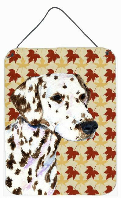 Dalmatian Fall Leaves Portrait Aluminium Metal Wall or Door Hanging Prints