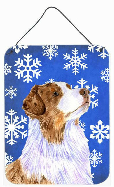 Australian Shepherd Winter Snowflakes Holiday Wall or Door Hanging Prints
