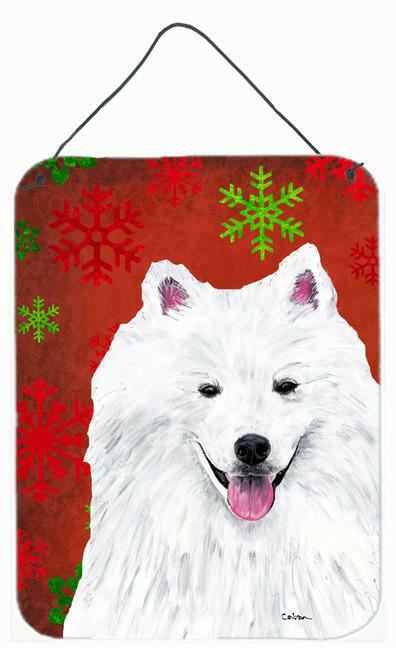 American Eskimo Red Snowflakes Holiday Christmas Metal Wall Door Hanging Prints