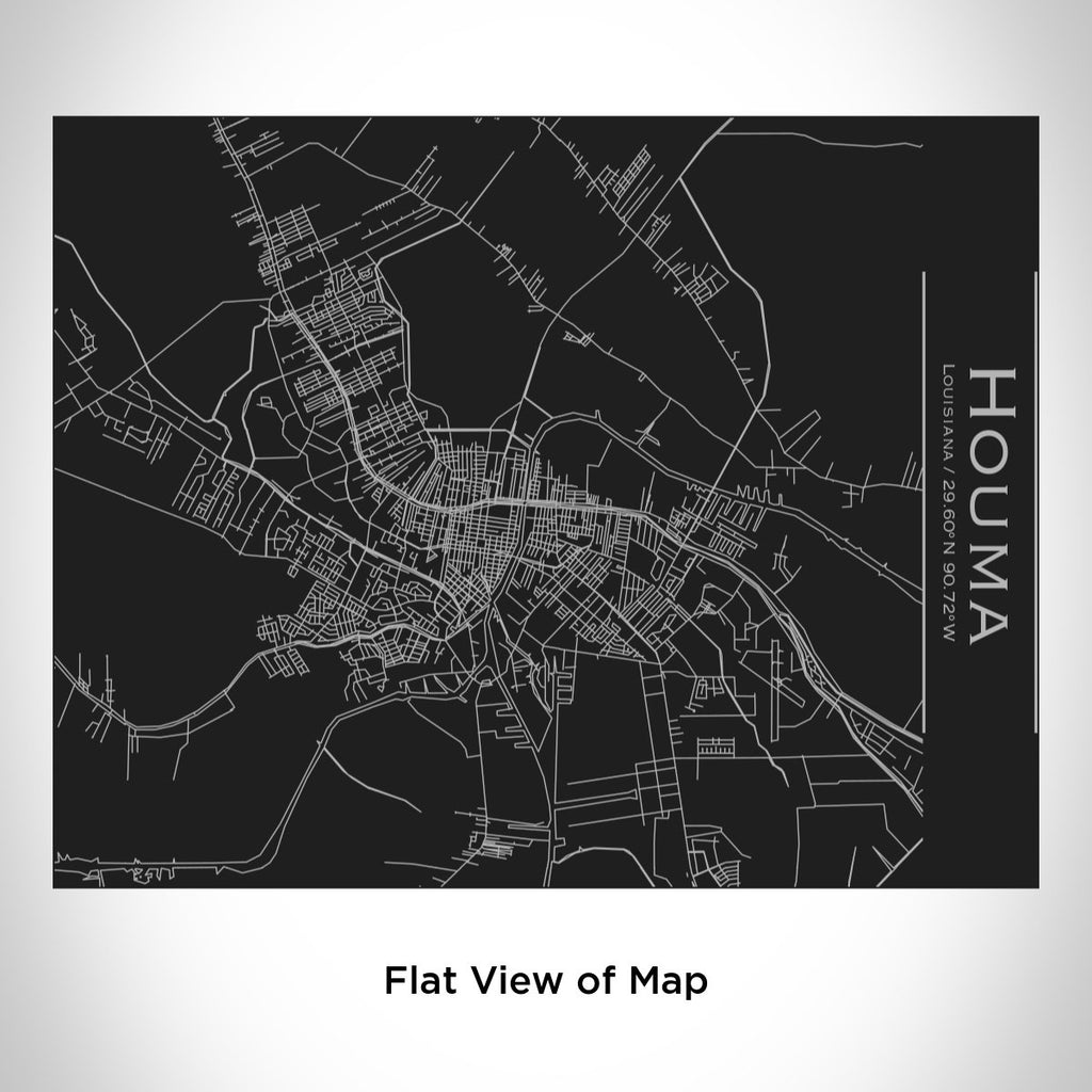 Houma - Louisiana Engraved Map Bottle with Bamboo Top in Matte Black