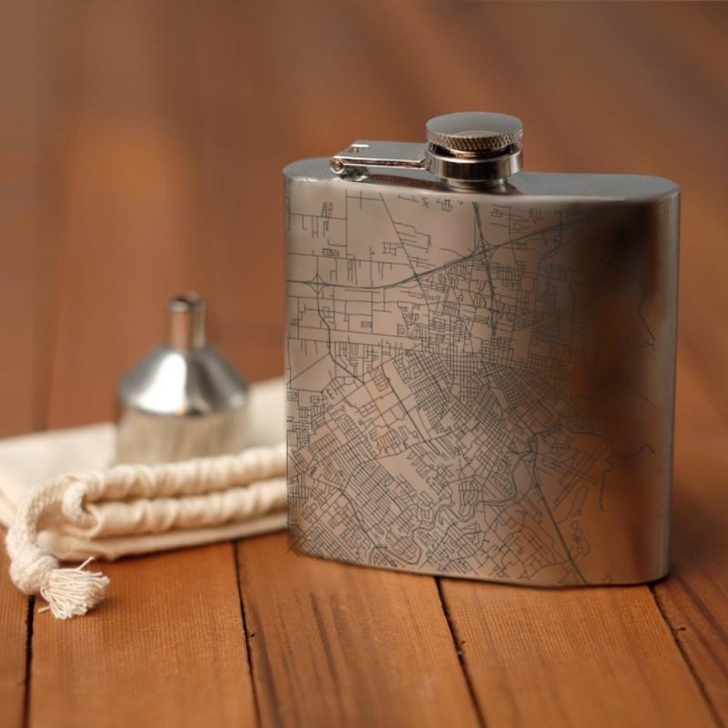 Lafayette - Louisiana Map Hip Flask