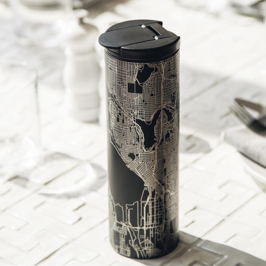 Lafayette - Louisiana Map Tumbler in Matte Black