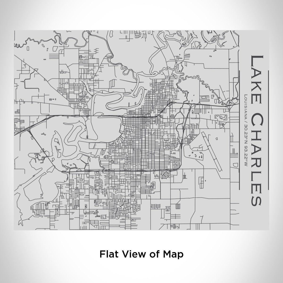 Lake Charles - Louisiana Map Bottle with Bamboo Top