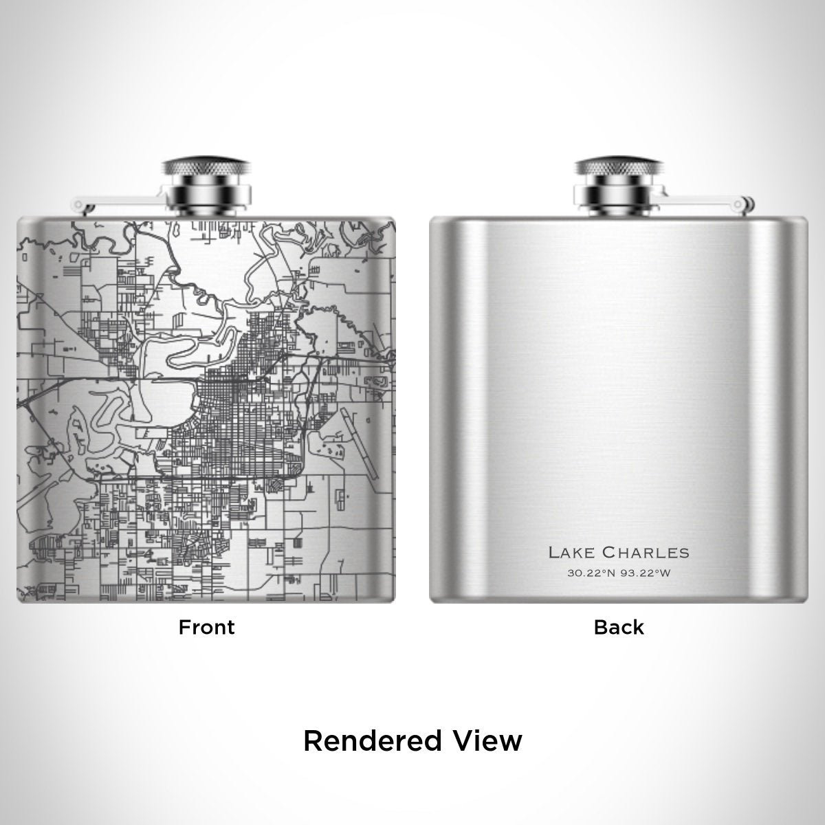 Lake Charles - Louisiana Map Hip Flask