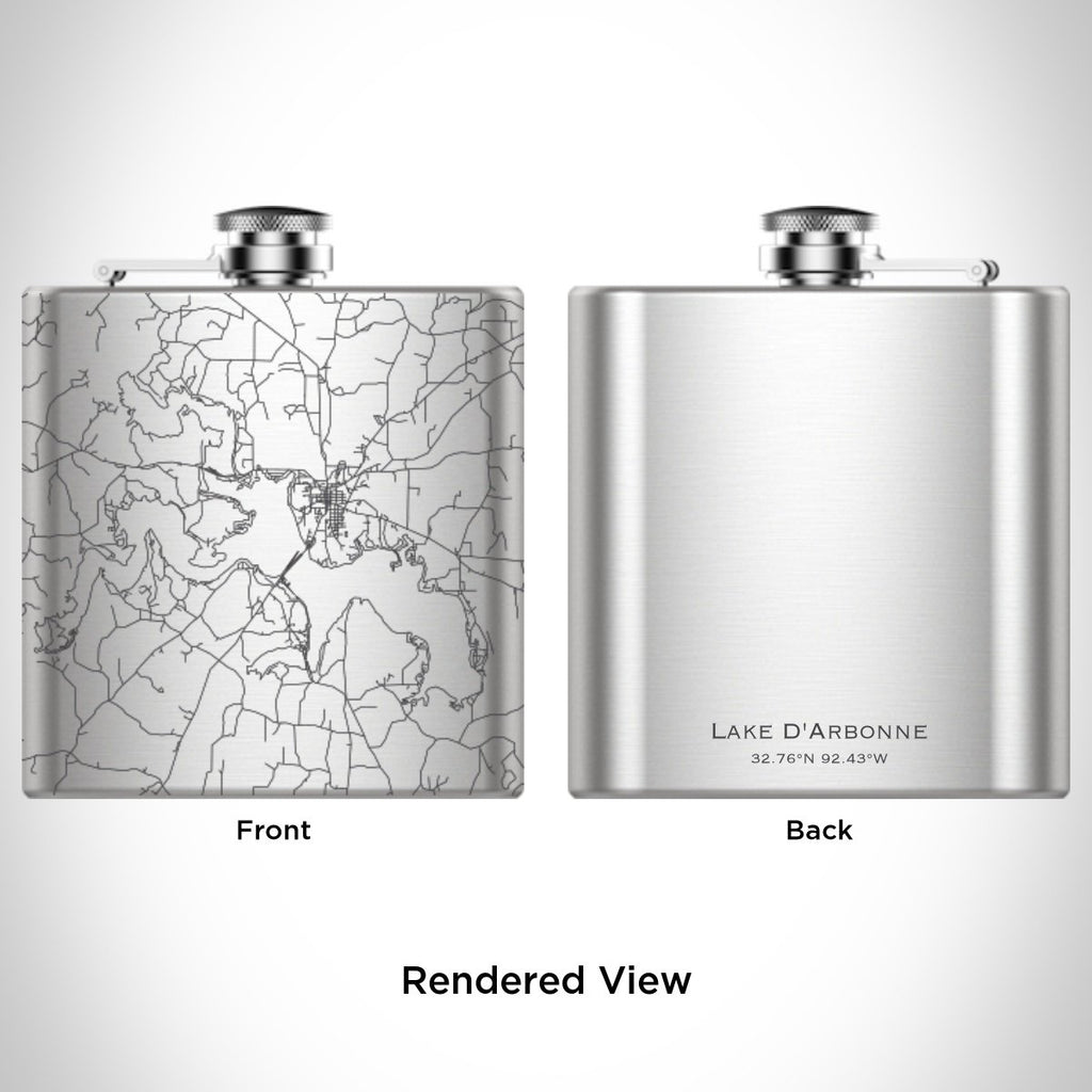 Lake D'Arbonne - Louisiana Engraved Map Hip Flask