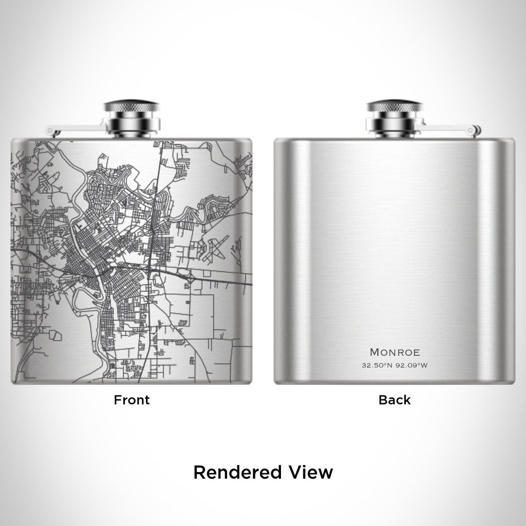 Monroe - Louisiana Engraved Map Hip Flask