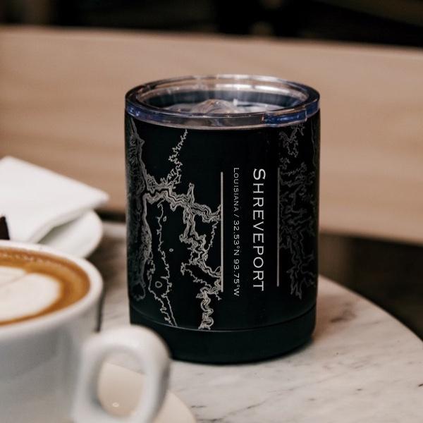 Shreveport - Louisiana Map Insulated Cup in Matte Black