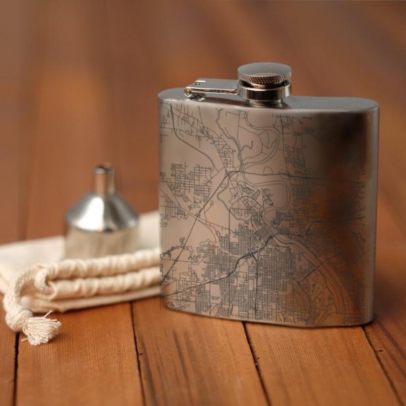 Shreveport - Louisiana Map Hip Flask