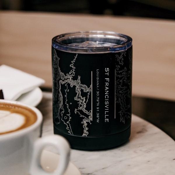 St Francisville - Louisiana Map Insulated Cup in Matte Black