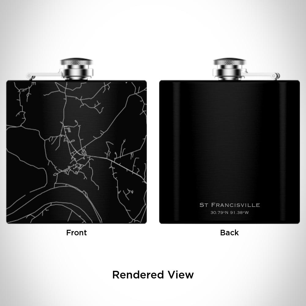 St Francisville - Louisiana Map Hip Flask in Matte Black