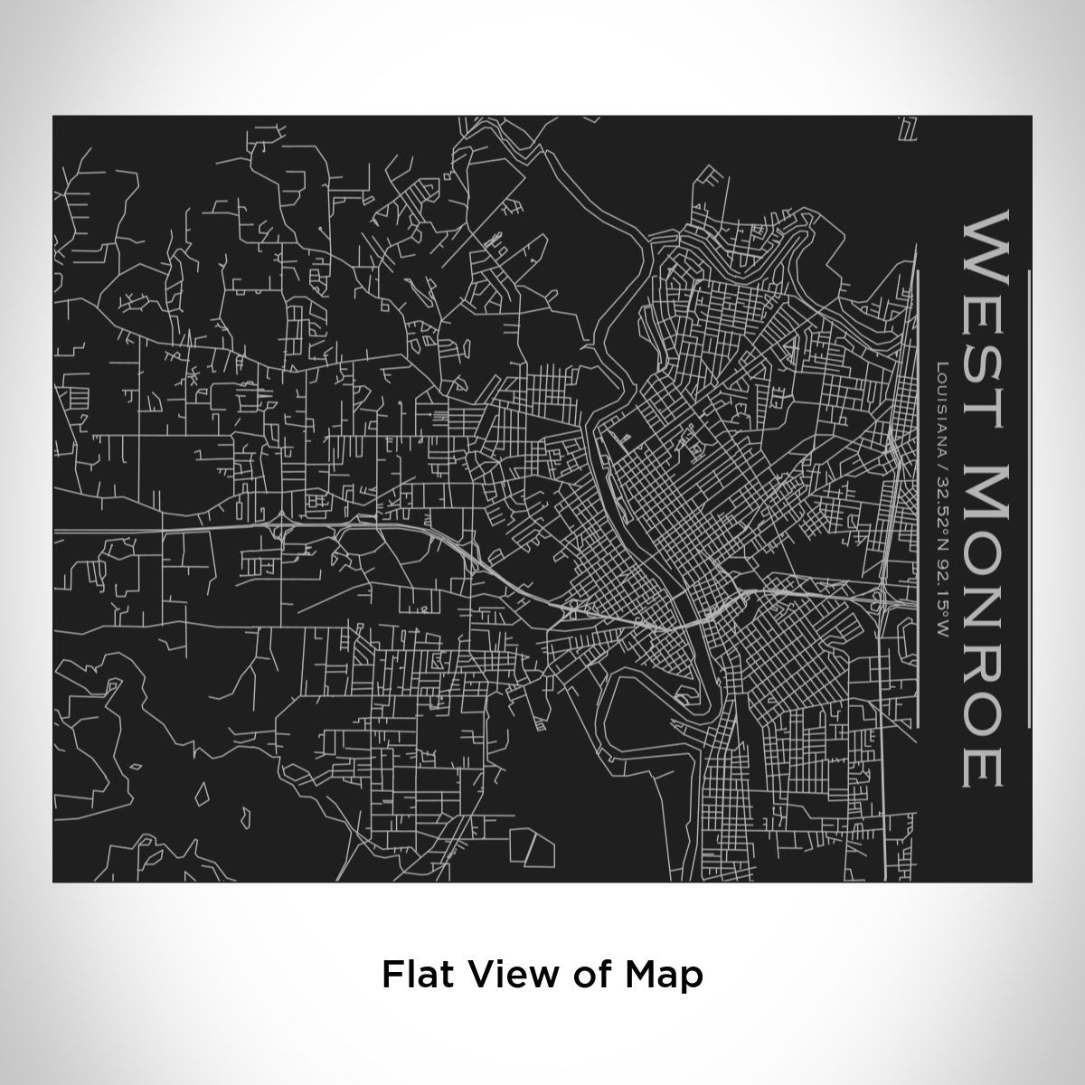 West Monroe - Louisiana Engraved Map Bottle with Bamboo Top in Matte