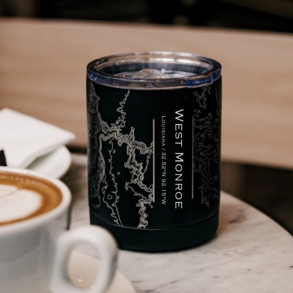 West Monroe - Louisiana Engraved Map Insulated Cup in Matte Black